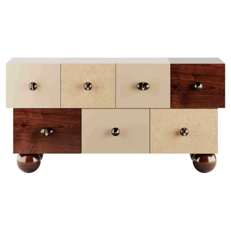 Contemporary Neutral Sideboard in Walnut and Bird Eye Wood with Gloss Finish added by Sentrell Marsh