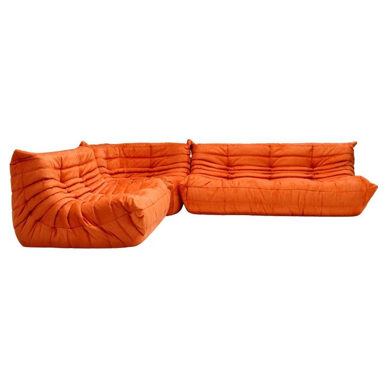 Ligne Roset by Michel Ducaroy Togo Tangerine Corner Modular Sofa, Set of 3 added by Eliza Teixeira