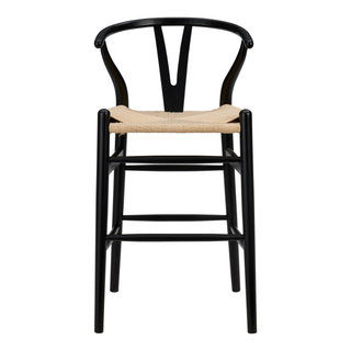 Evelina-C Counter Stool With Natural Seat - Beach Style - Bar Stools And Counter Stools - by Euro Style | Houzz added by Sandy Schargel Interiors