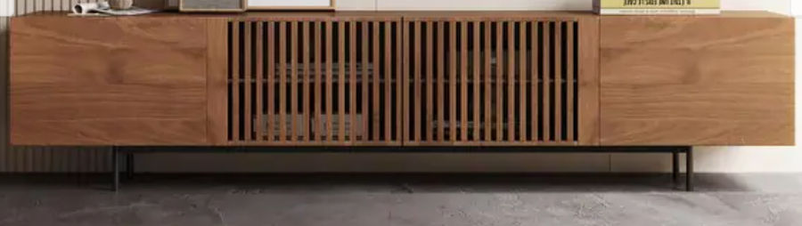 Mid-Century Modern TV Stand Media Console TV Entertainment Center t with 4 Storage Cabinets Television Stands for Living Room - Bed Bath & Beyond - 37927619 added by Rachael Igoe