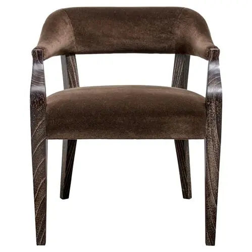 Oly Studio Dixon Modern Classic Brown Mohair Wood Occasional Chair added by Lilly Mobley