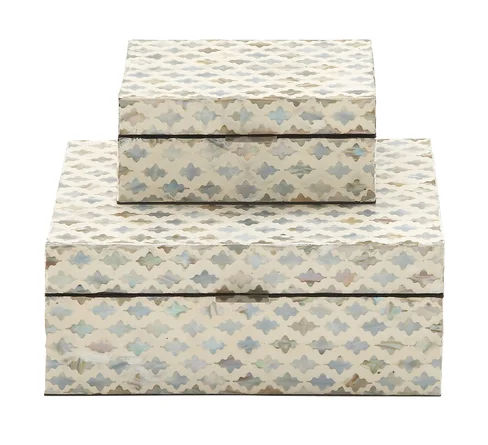 Juliette 2 Piece Mother of Pearl Handmade Box with Hinged Lid Set, 12", 8"W | Joss & Main added by Kate McKay Designs