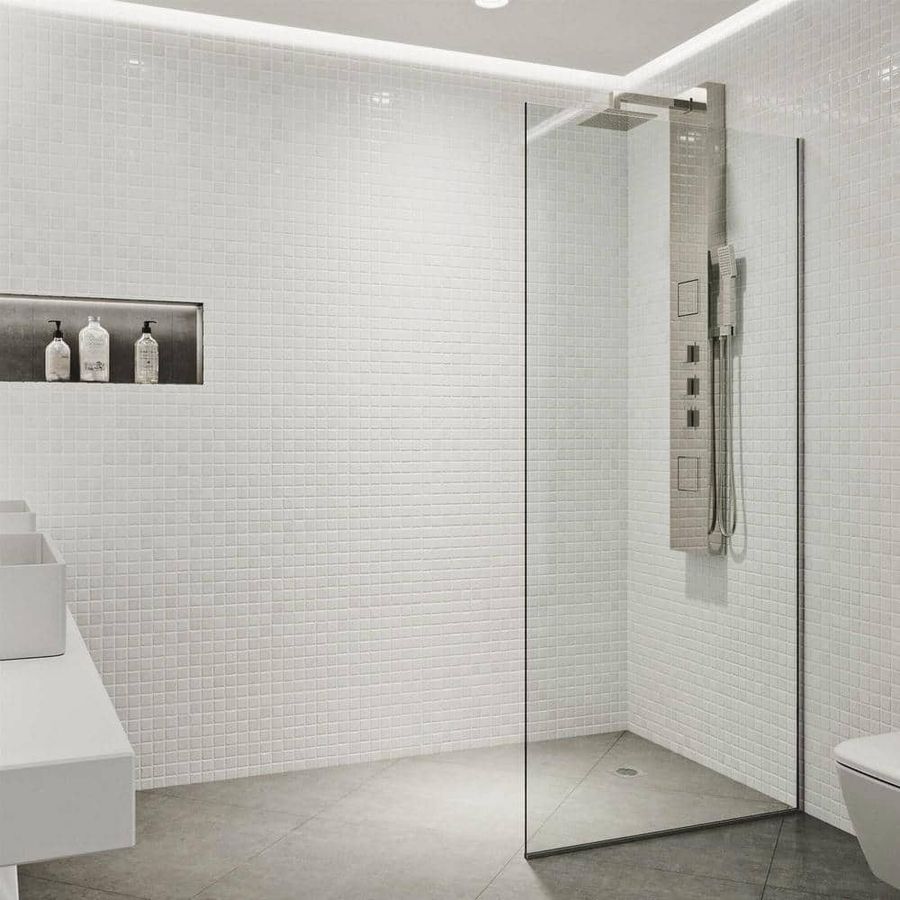 VIGO Zenith 34 in. W x 74 in. H Frameless Fixed Shower Screen Door in Stainless Steel with 3/8 in. (10mm) Clear Glass VG6075STCL3474 - The Home Depot added by Timmi Hagen