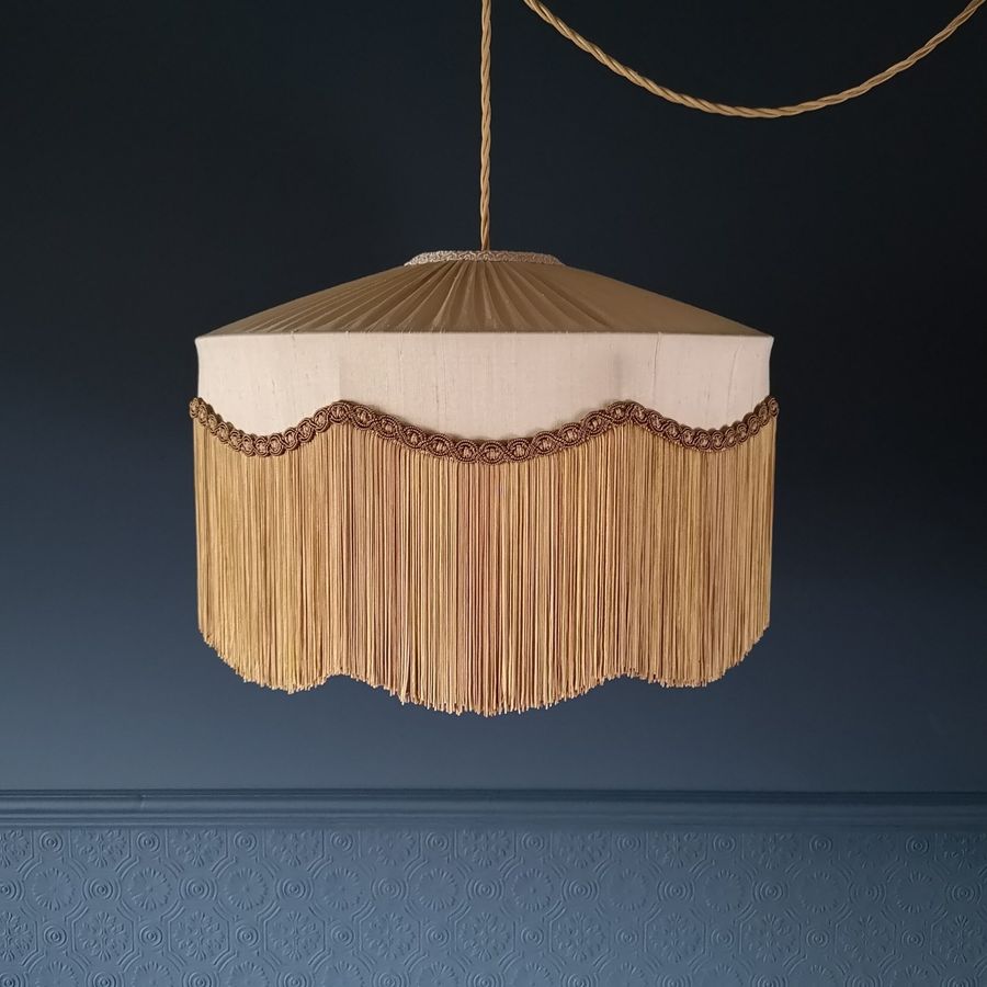 Champagne & Gold Silk Tiffany Lampshade - Handmade Fabric Lampshades added by Kristen Repp