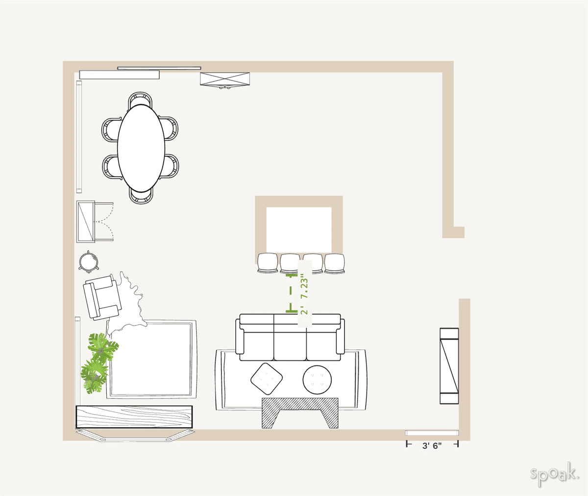 Family Room Layout designed by Sheri Johnson