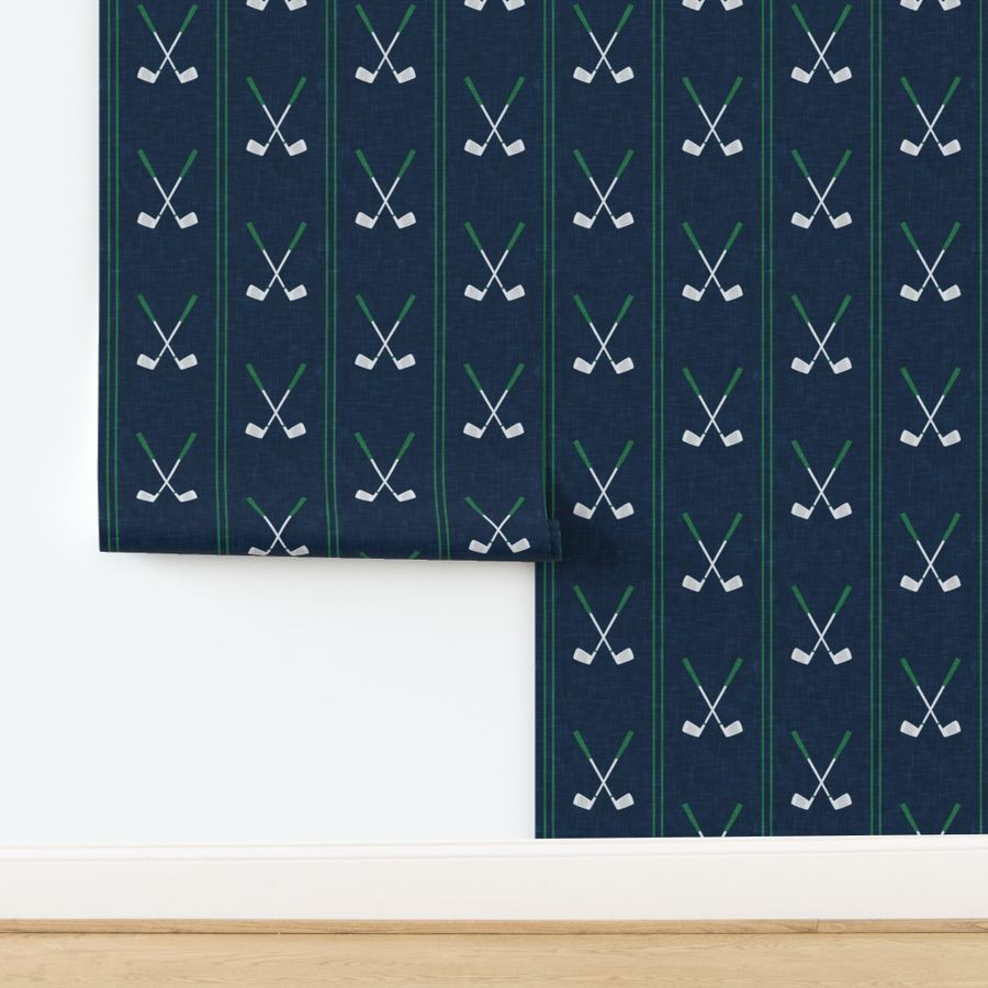 golf clubs stripes - navy - LAD24 Wallpaper | Spoonflower added by sallie tyler