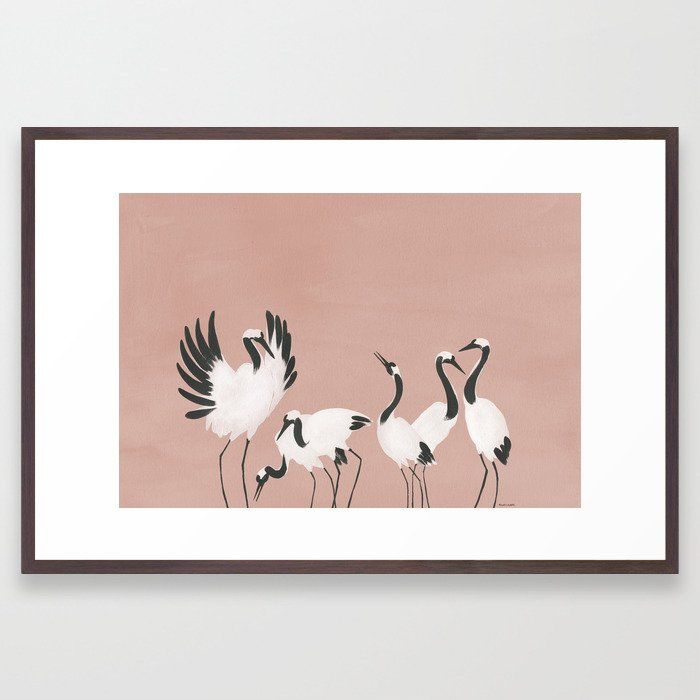 Crane Dance - Mauve Pink Framed Art Print by Megan Galante added by Chesiree Katter