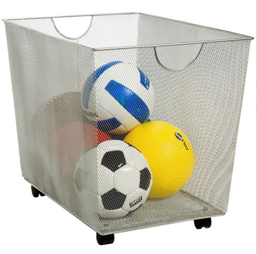 Silver Mesh Rolling Storage Bin with Handles added by Kelsey Abberger