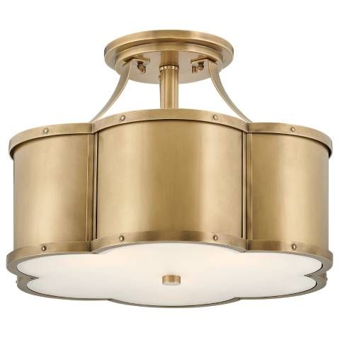 Hinkley- Chance Medium Semi-flush Mount- 18" Heritage Brass - #691J5 | Lamps Plus added by Shannon Ellington