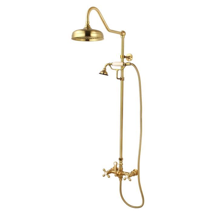Mason Hill Collection Exposed Cross Handle Shower Set in Brushed Brass added by Virginia Bennice