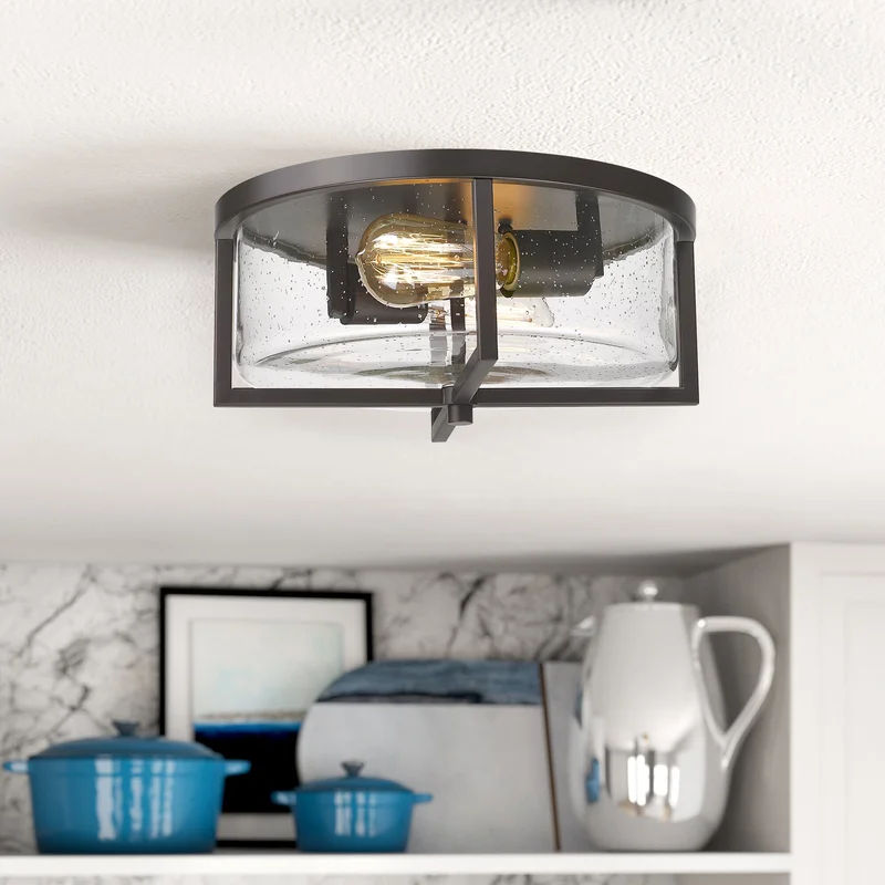 Garberville 2 - Light 13'' Shaded Drum Flush Mount added by Rescued Room Design