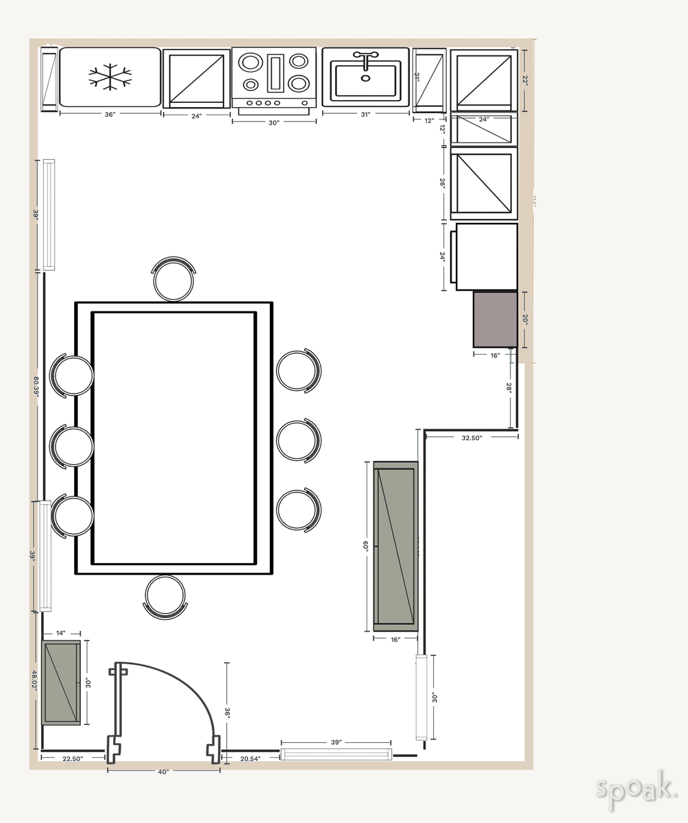 Large Kitchen Floor Plan designed by Olivia de carlo