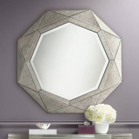 Possini Euro Dana 31 1/2" Round Octagon Antiqued Gray Wall Mirror - #90M81 | Lamps Plus added by Sunayna Ravula