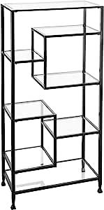 Southern Enterprises Jaymes Metal Glass Asymmetrical Étagère Bookcas Bookcase, Black added by Kathryn Jerabek
