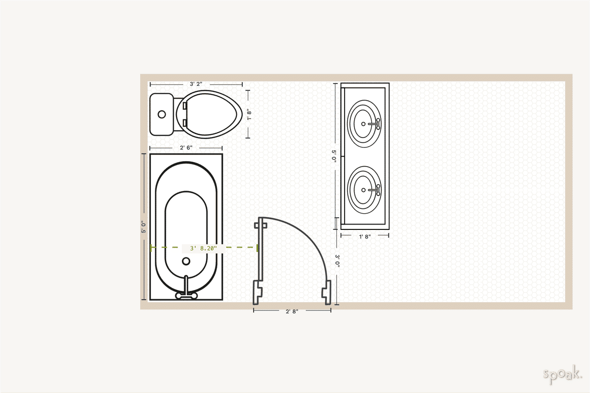 Rectanglar Bathroom Plan designed by Lindsey Deno