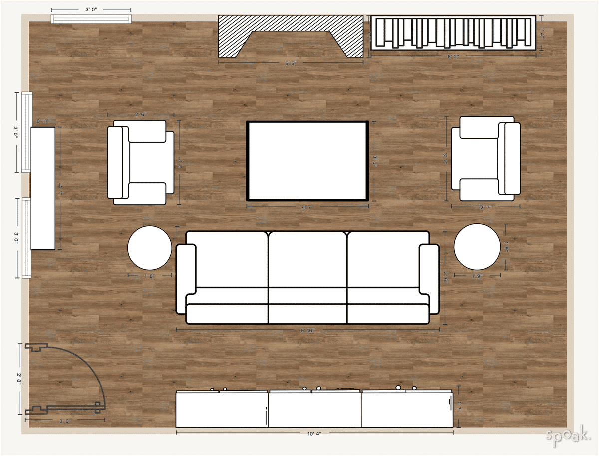 Living + Dining Room Plan designed by Megan Dirgins