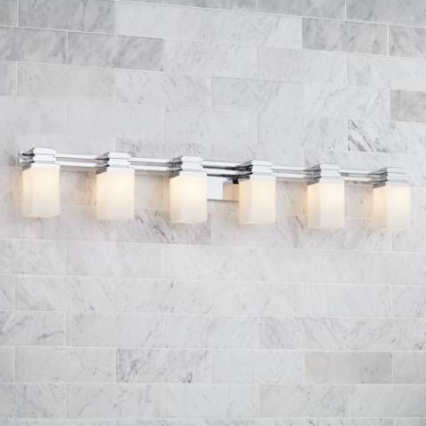 Possini Euro Design 48 1/2" Wide 6-Light Chrome Bath Light - #Y6000 | Lamps Plus added by Sandy Schargel Interiors