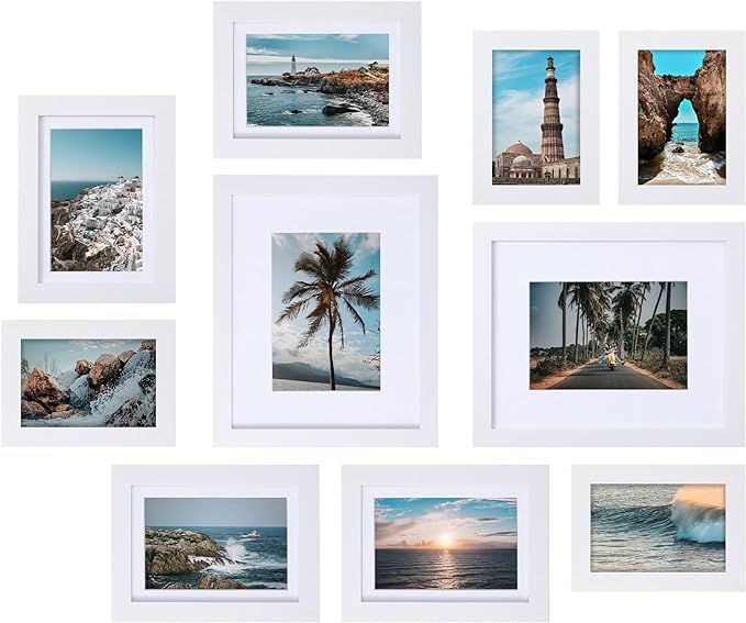 Vittanly 10 Pack Picture Frames Collage Wall Decor, Gallery Wall Frame Set for Wall or Tabletop Display, Multi Sizes with Two 8x10, Four 5x7, and Four 4x6 Photo Frames, White added by KATHERINE ECK
