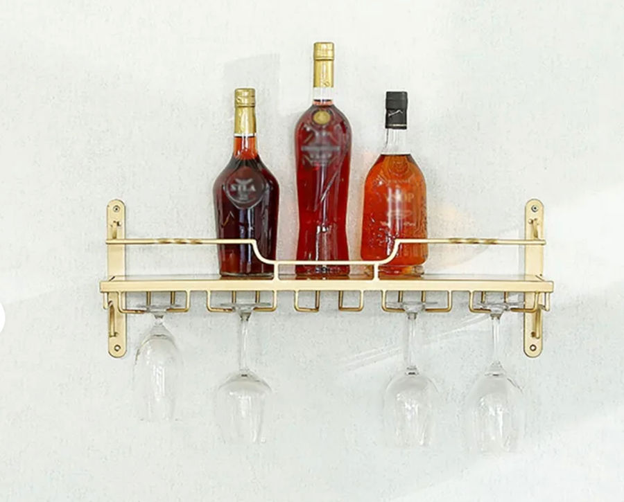 Nordic Wall Mounted Wine Rack Glass Rack in Gold added by Lauren Houston