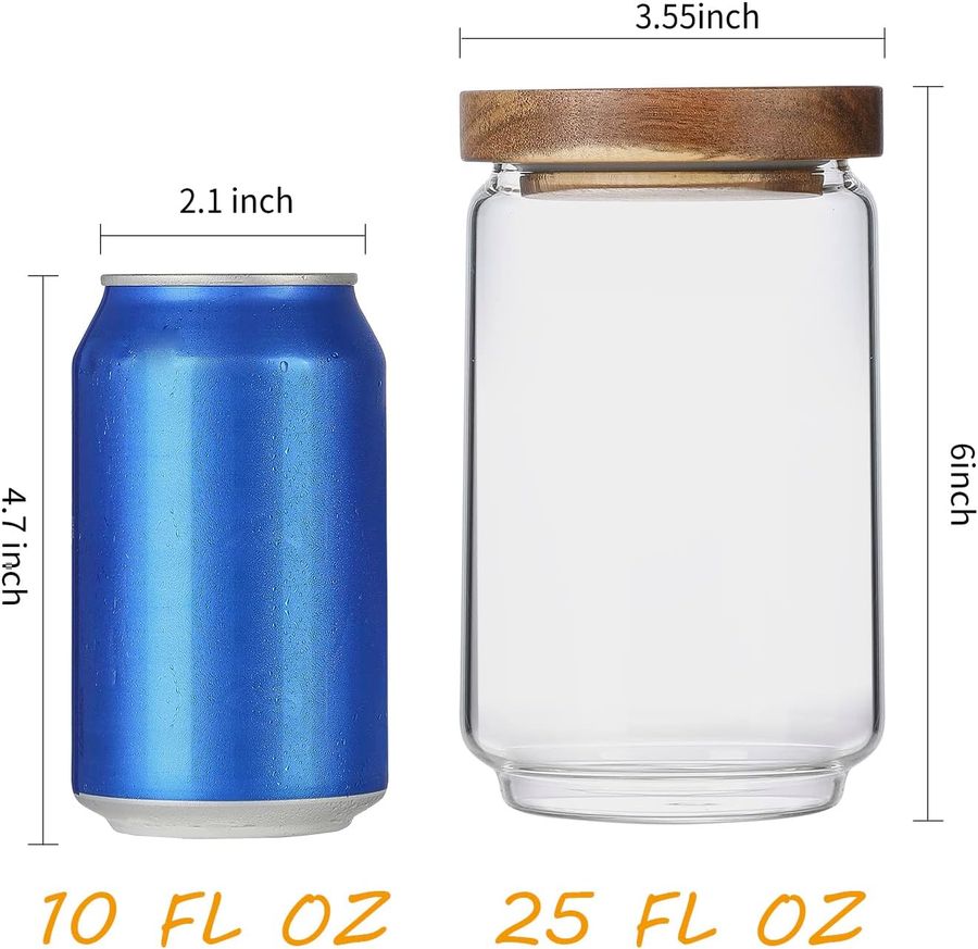 Homtop Glass Storage Jars Set of 3, 25 OZ HIgh Borosilicate Glass Containers Kitchen Food Canisters with Acacia Wood Lids for Coffee Beans/Sugar/Tea/Nuts added by Mackenzie Schieck