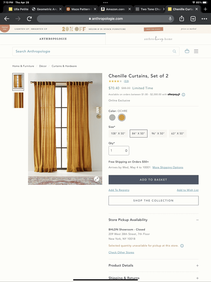 Chenille Curtains, Set of 2 added by William Seth Danner