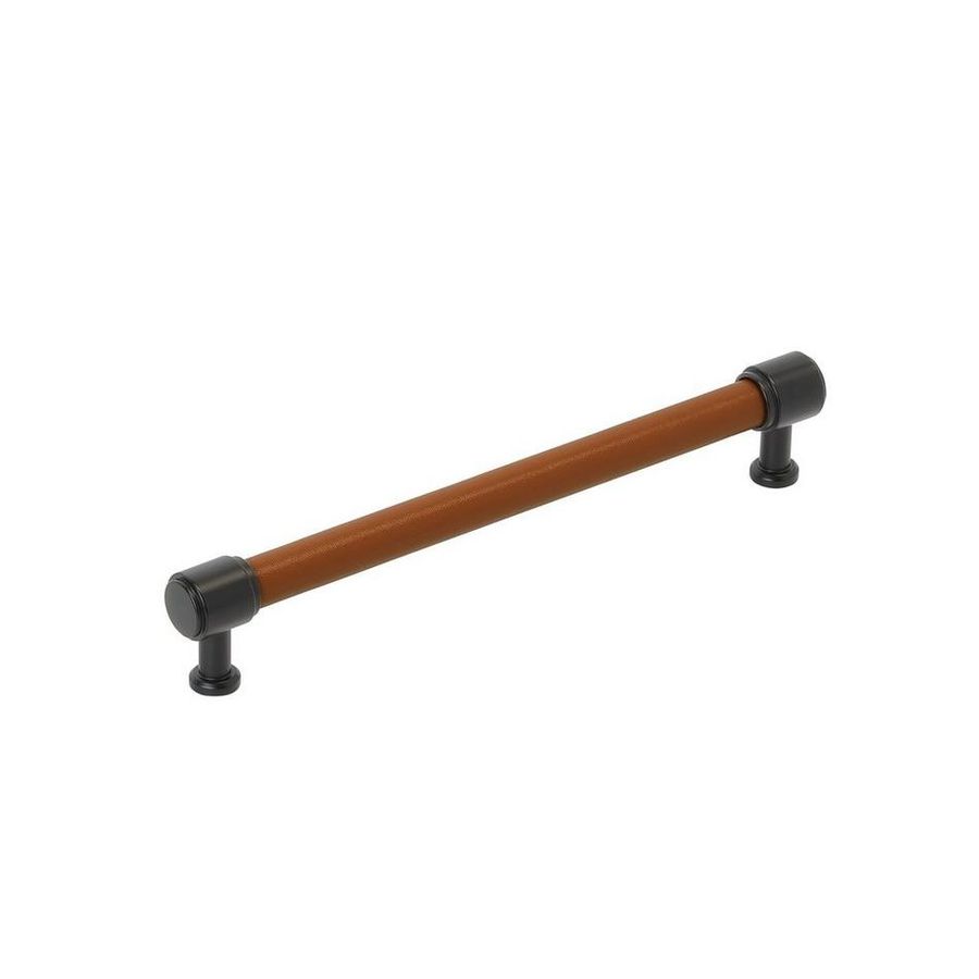 5-1/16" Lazzara Cabinet Pull Cognac Leather - Matte Black added by Where The Heart Is Designs