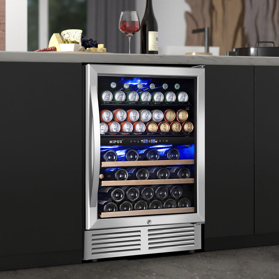 Nipus 24 Inch 94 Can and 27 Bottle Dual Zone Wine & Beverage Refrigerator Freestanding Built-in Beer and Drink Cooler with Glass Door For Kitchen, Bar or Office Classic Series & Reviews | Wayfair added by Ashley James