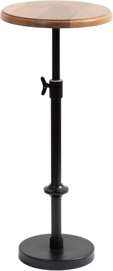 Kate and Laurel Engles Modern Adjustable-Height Pedestal Drink Table, 10 x 10 x 30, Natural Wood and Black, Transitional Round Indoor Metal Plant Stand with Solid Wood Tabletop added by KATHERINE ECK