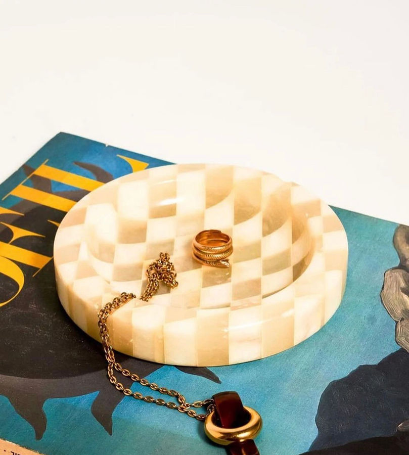 Italian Alabaster Checkered Ashtray added by Spoak 