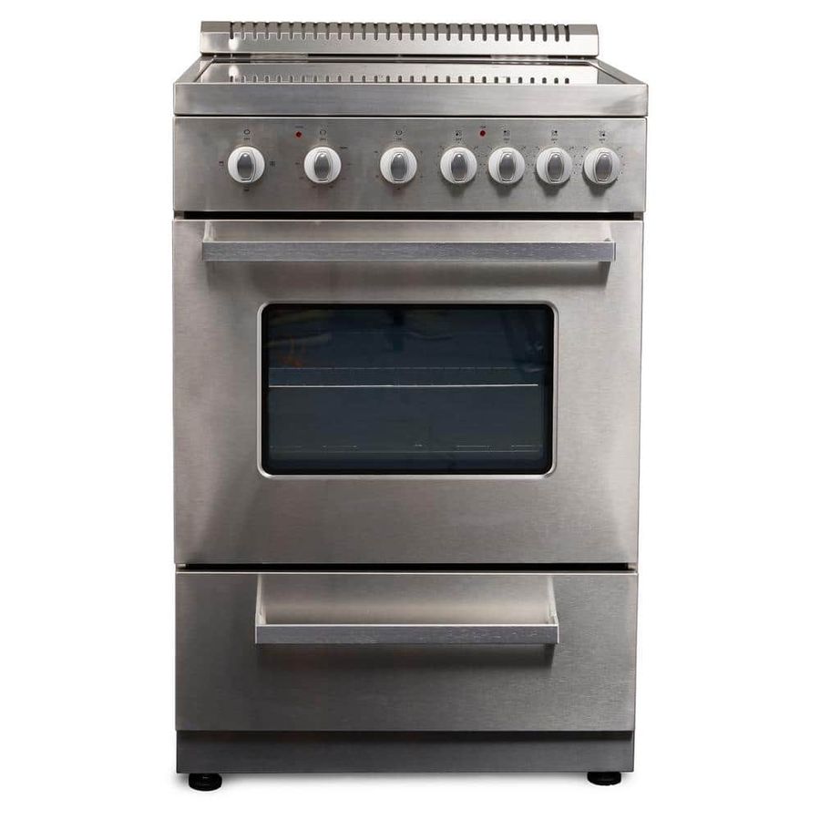 Premium LEVELLA 24 in. 2.6 cu. ft. Single Oven 4-Burner Freestanding Electric Range with Storage Drawer PRE2426GS - The Home Depot added by Kelly Moore