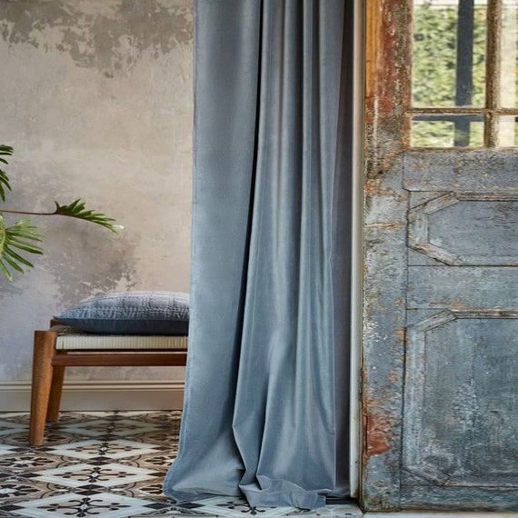 Pair of Dusty Blue Velvet Curtains Bedroom Velvet Curtains - Etsy UK added by Meghan Clohessy
