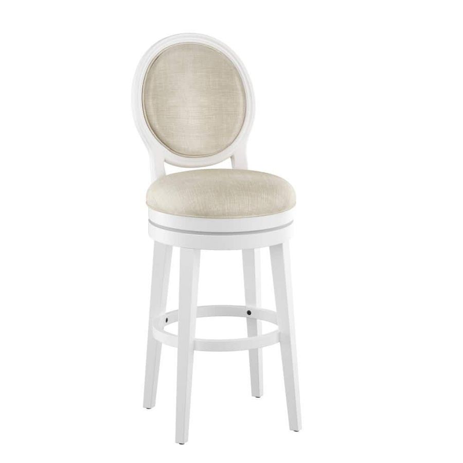 Hillsdale Furniture Dayton 30.25 White Full Back Wood Bar Stool with Fabric Seat 5528-830 - The Home Depot added by Katherine Shuler