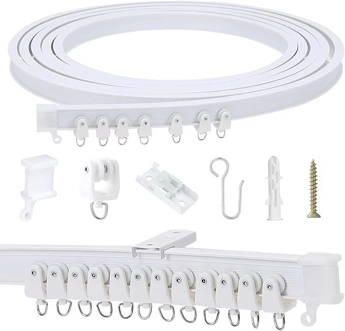 Flexible Bendable Ceiling Curtain Track, 5m (16.4ft), Ceiling Mount, for Curtain Track with Track Curtain System, RV Curtain Spacer, Curtain Ceiling Track, white added by dion banville