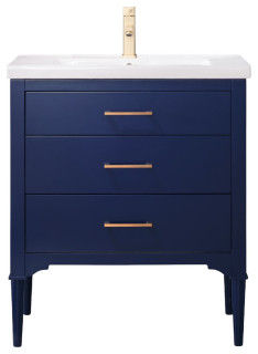Mason 30" Blue Single Sink Vanity - Midcentury - Bathroom Vanities And Sink Consoles - by Bath Vanity Plus | Houzz added by Kate Lynn Nemett