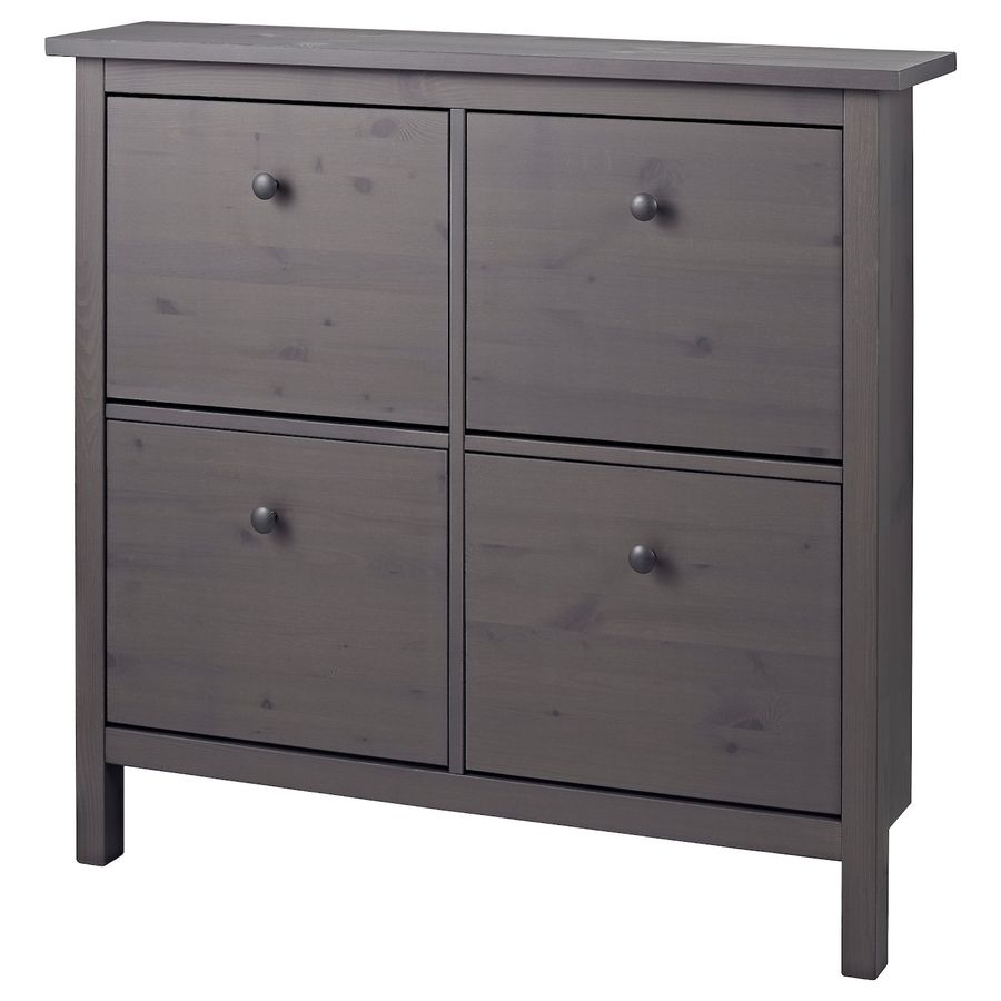 HEMNES Shoe cabinet with 4 compartments, gray dark gray stained, 42 1/8x39 3/4" - IKEA added by Amanda Higgins