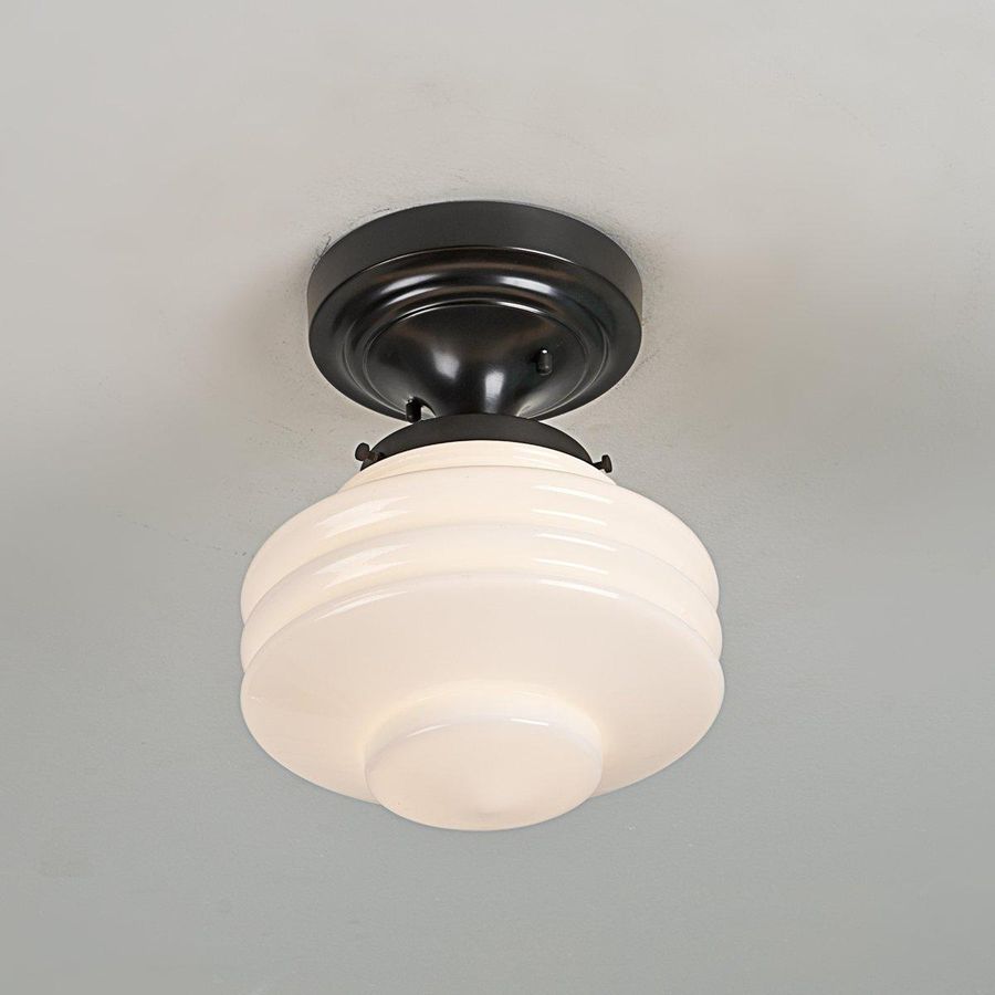 Art Deco White Glass Semi-Flush Ceiling Light added by Paulina Canini
