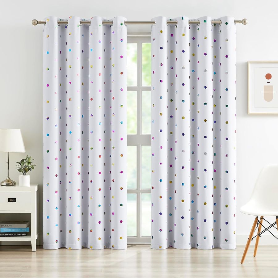 White Polka Dot Curtains 95"x52" added by Keri-Ann Crawford