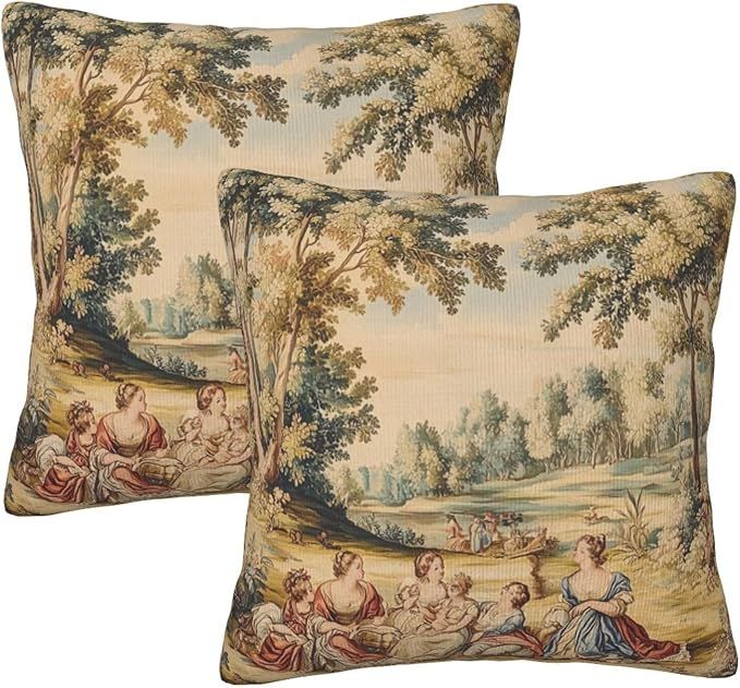 Vintage French Country Throw Pillow Covers Decorative Cushion Cases Pillowcase for Home Living Room Bed Sofa Farmhouse 18 X 18 Inch Set of 2 added by SABi iNTERIORS
