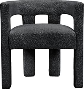 Meridian Furniture Athena Collection Modern | Contemporary Boucle Fabric Upholstered Accent | Dining Chair, 25" W x 21" D x 27" H, Black added by Julie Martin