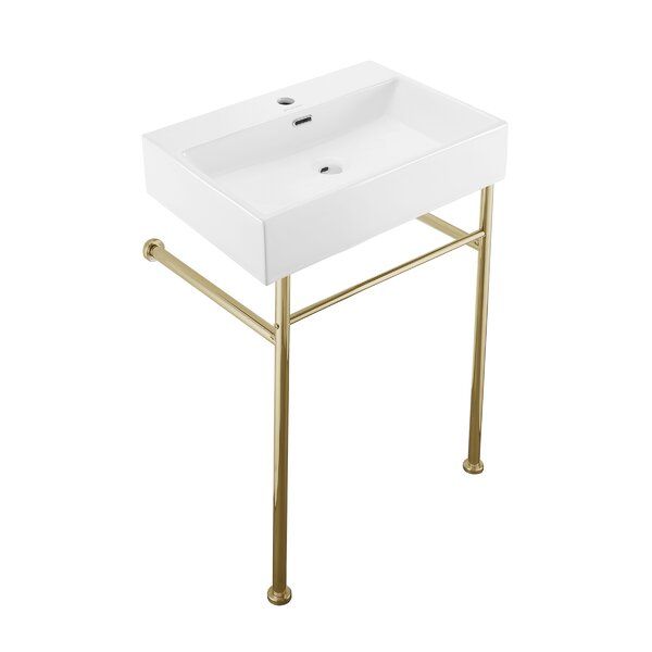Claire 35.38" Tall Ceramic Rectangular Console Bathroom Sink with Overflow added by Avery Foret