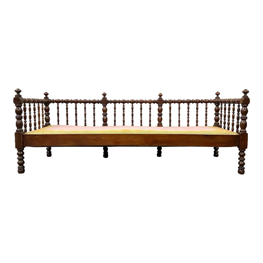 Antique Daybed or Bench Jenny Lind Style Carved and Turned Spindles or Spools added by MK Alderman