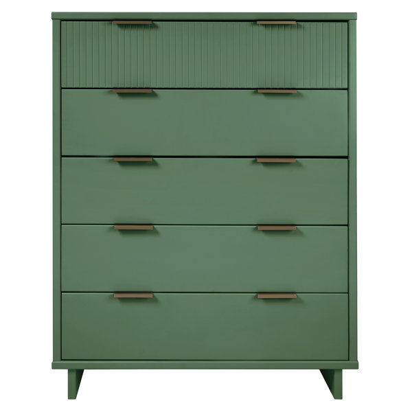 slim fit dress slacks Mid Century Modern 7 Drawer Fluted Dresser Wood Storage Cabinet main image 0