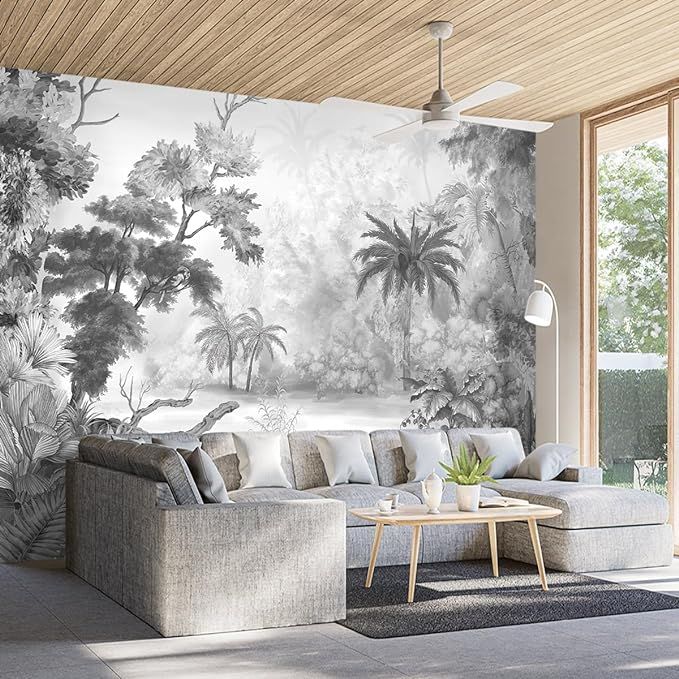 Wall mural - b&w, rainforest added by Krystyna Boleslawski