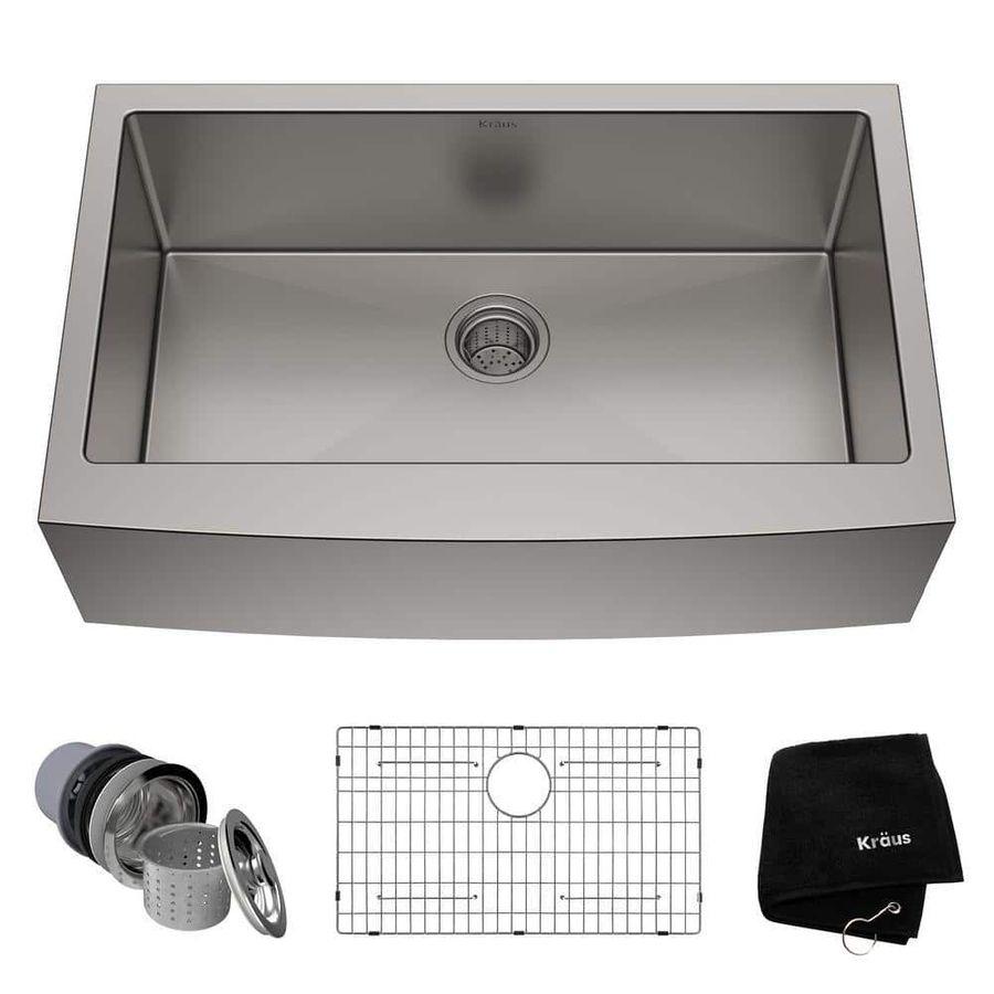 KRAUS Standart PRO 33 in. Farmhouse/Apron-Front Single Bowl 16 Gauge Stainless Steel Kitchen Sink with Accessories KHF200-33 - The Home Depot added by Jessica Harrison