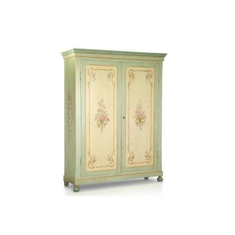 19th Century, Venezia Hand-Painted Blue Fiore Pine Armoire added by Frankie Wiles