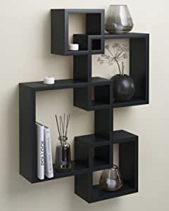 Greenco 4 Cube Intersecting, Easy-to-Assemble Floating Wall Mount Shelves for Bedrooms and Living Rooms, Espresso Finish added by Savannah &  Jade