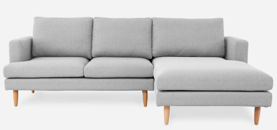 Tana Chaise Sectional Sofa, Light Gray, Left Facing | Castlery added by Elevated by Elise LLC