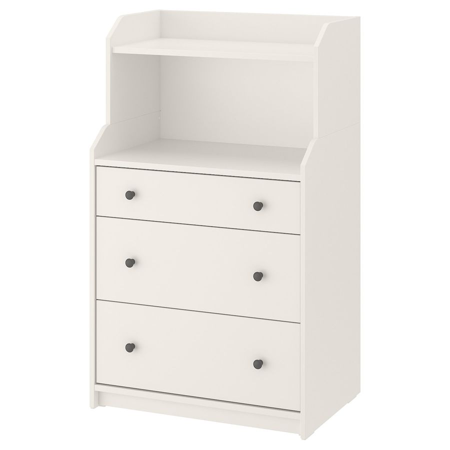 HAUGA Chest of 3 drawers with shelf, white, 271/2x455/8" - IKEA added by Niki Milanovic
