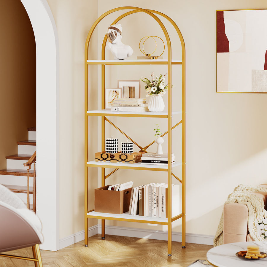 Willa Arlo Interiors Easley Modern Gold Arched Etagere Bookcase | Wayfair added by Priscilla M