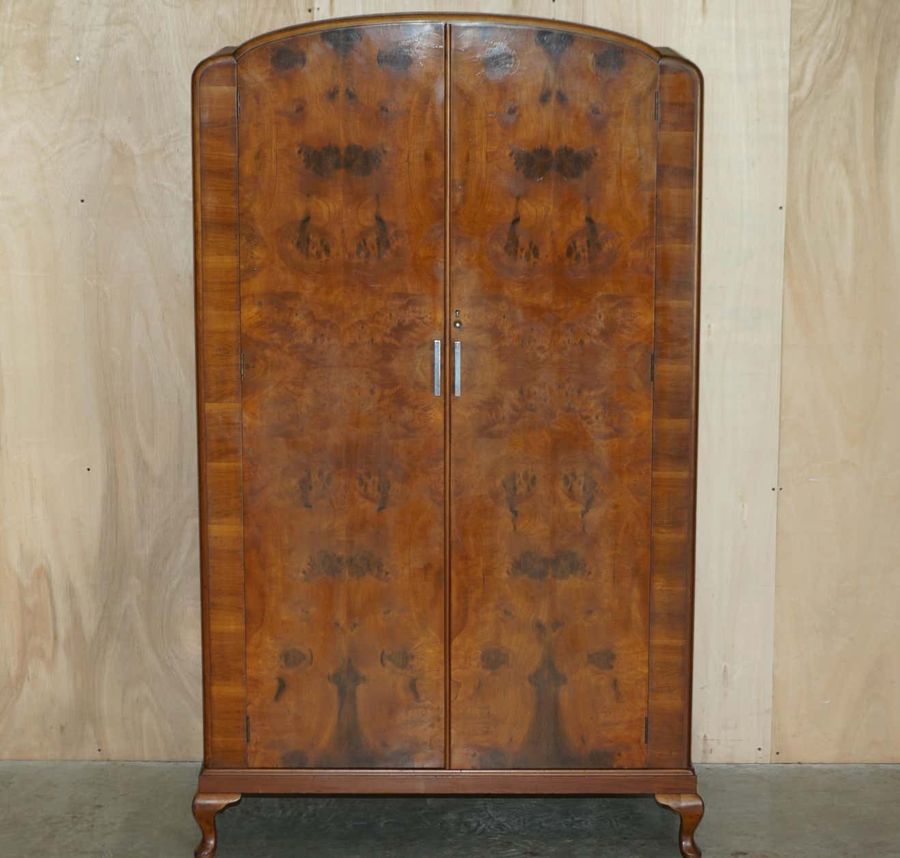 Stunning 1932 Waring and Gillow Burr Walnut Double Bank Wardrobe with Mirror added by Emily York